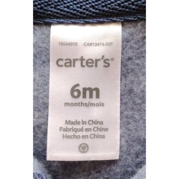 Carters One Piece Baby 6 Months Hooded Snap Bottom Kangaroo Long Sleeve Fella - Picture 3 of 10